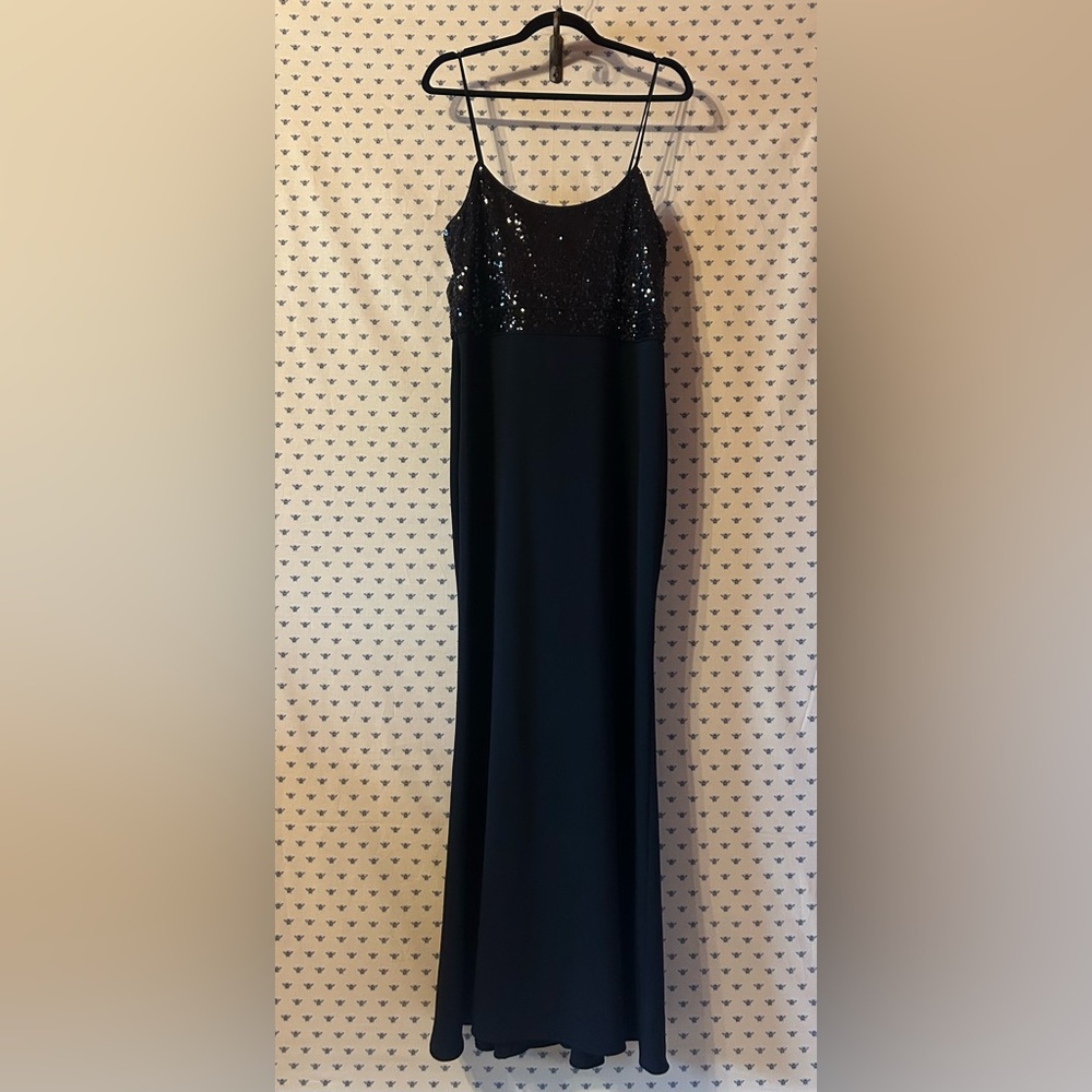 Badgley Mischka Navy Strapless Gown